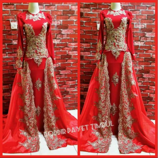 baju penyanyi/baju singer/merah full bordir payettt