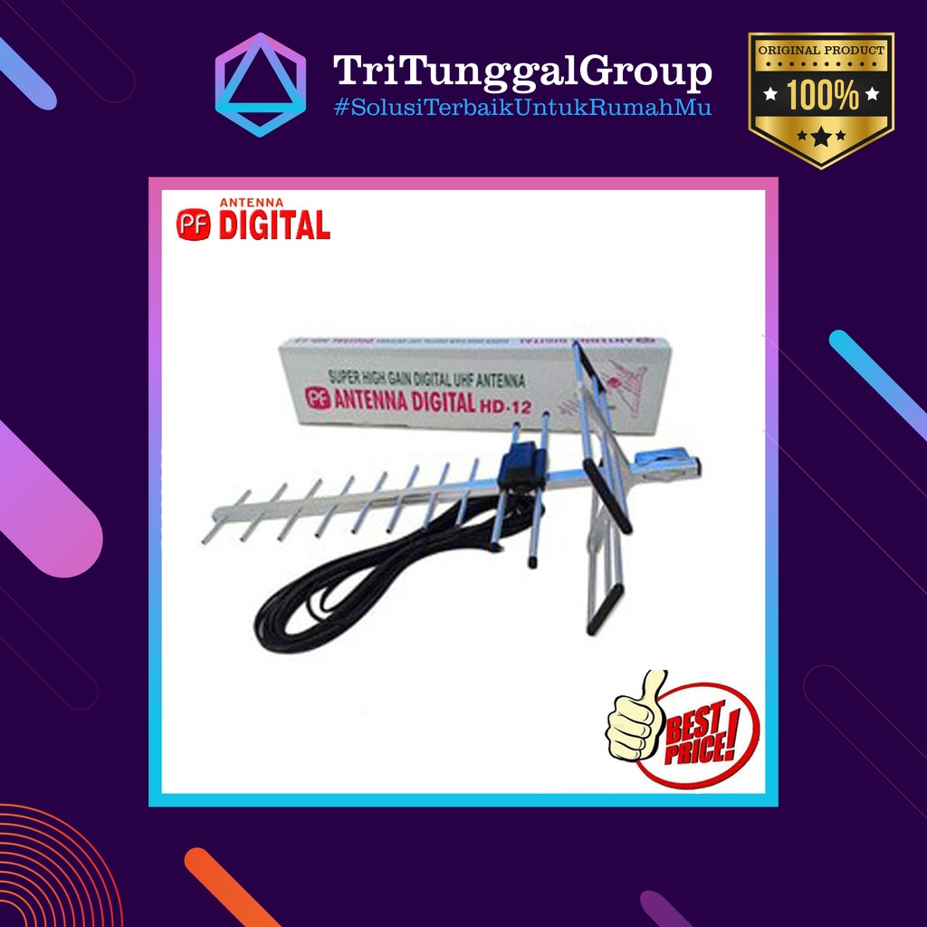 (BAYAR DI TEMPAT) ANTENA PF Digital HD-12 High Gain Outdoor Antenna + Free Kabel (DIJAMIN 100% ORI)
