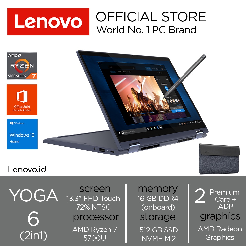 Lenovo 2in1 Yoga 6 13ALC6 2KID Ryzen 7 5700U Win10 16GB 512GB SSD 13.3