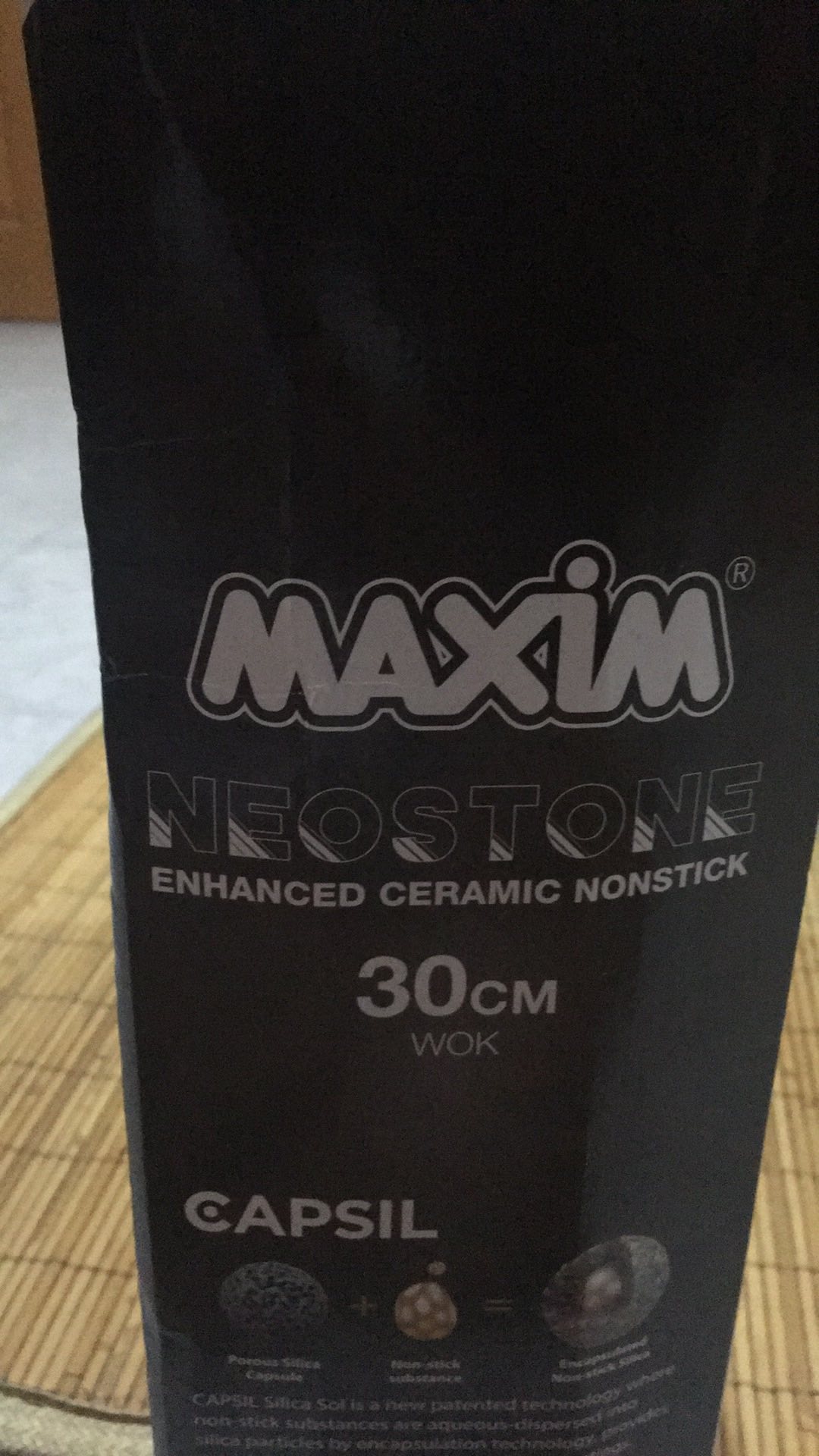 Maxim Neostone Kuali Keramik 30 Cm Wok - Kuali Anti Lengket Marble Ceramic / Panci Keramik + Tutup Kaca
