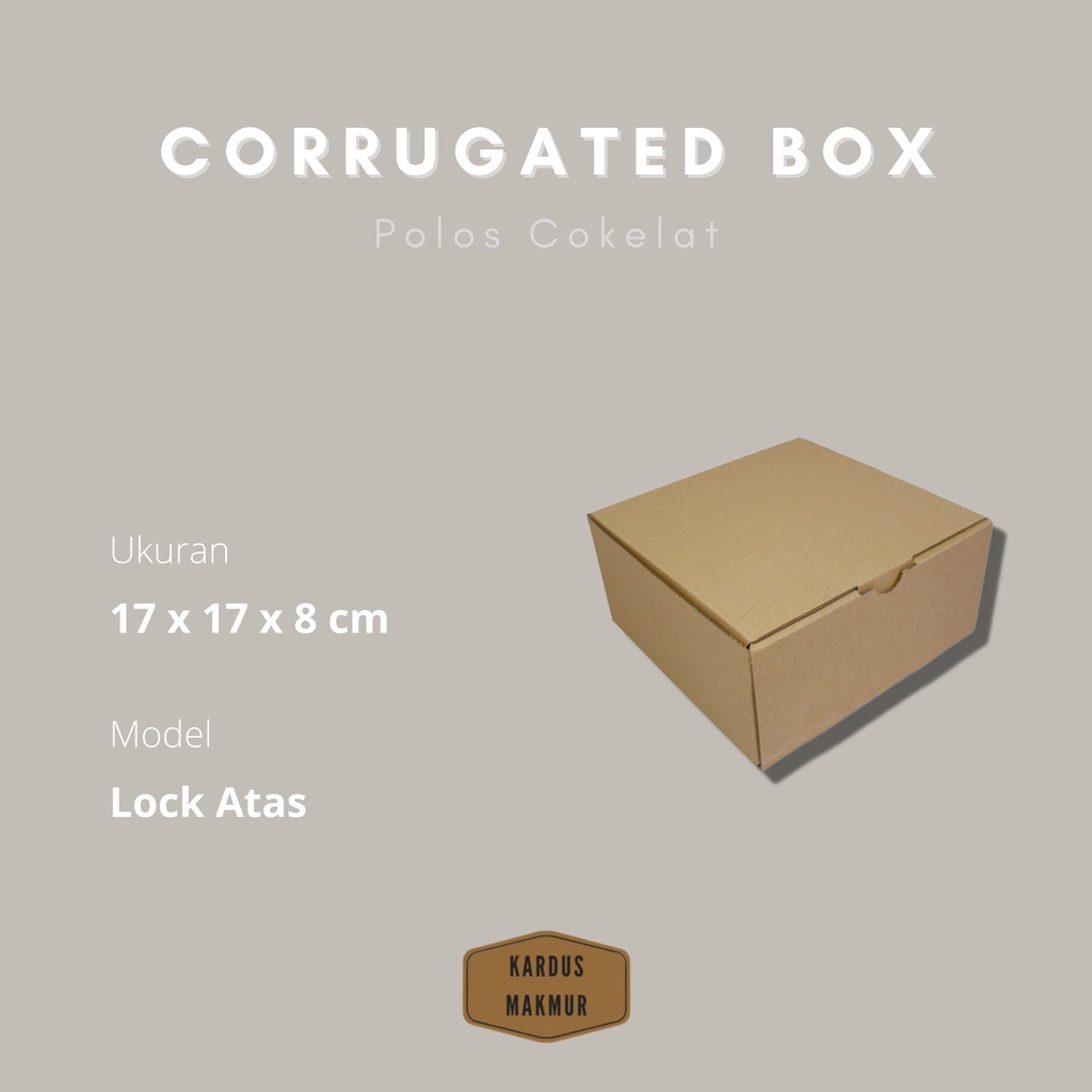 

uk 17x17x8cm , model kunci atas, kotak kardus / karton pizza die cut
