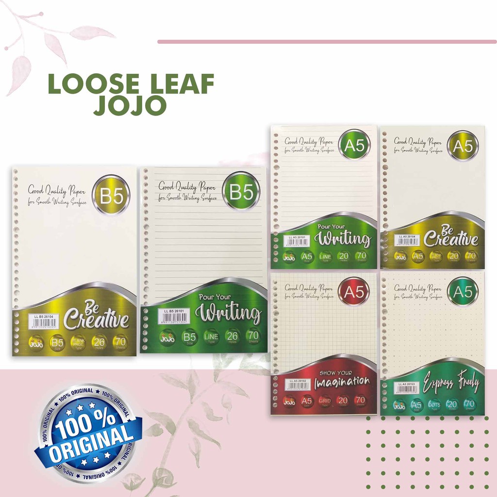 

LOOSE LEAF BOOKPAPER JOJO A5 dan B5 | ISI ISI BINDER NOTE | KERTAS KUNING | ISI 70 LEMBAR