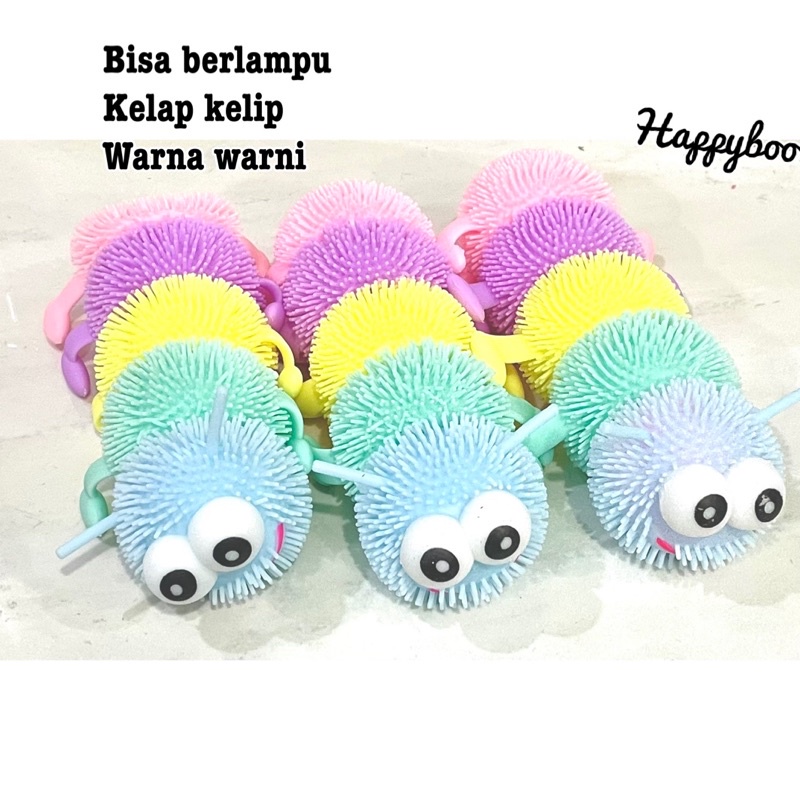 squishy lampu ulat caterpillar si ulir soft squishy lampu kelap kelip besar ayam rabbit led