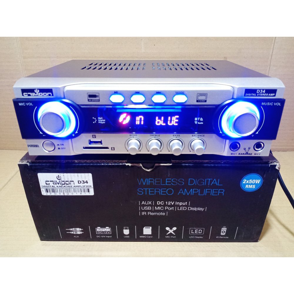 Ampli mini bluetooth crimson d34 amplifier kecil karaoke stereo d 34