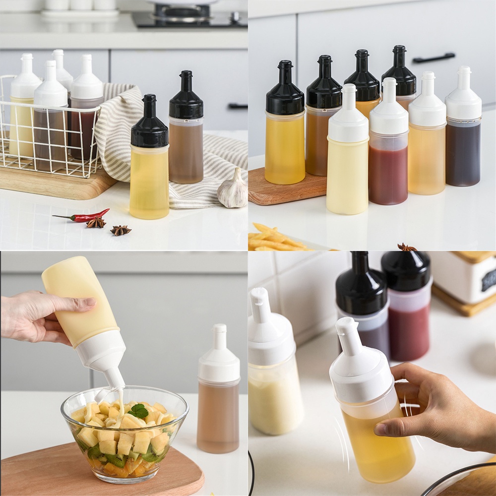 【COD Tangding】Squeeze Oil Can Sauce Bottle Dustproof and Leakproof Squeeze Bottle Kitchen Accessories Gravy Boat Plastic Sauce Vinegar Oil Ketchup Multifunctional Kitchen Tool