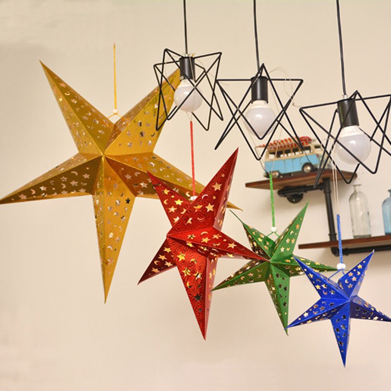 [Christmas Products] Christmas Five-Pointed Star Pendant Paper Shades Home Decoration Products