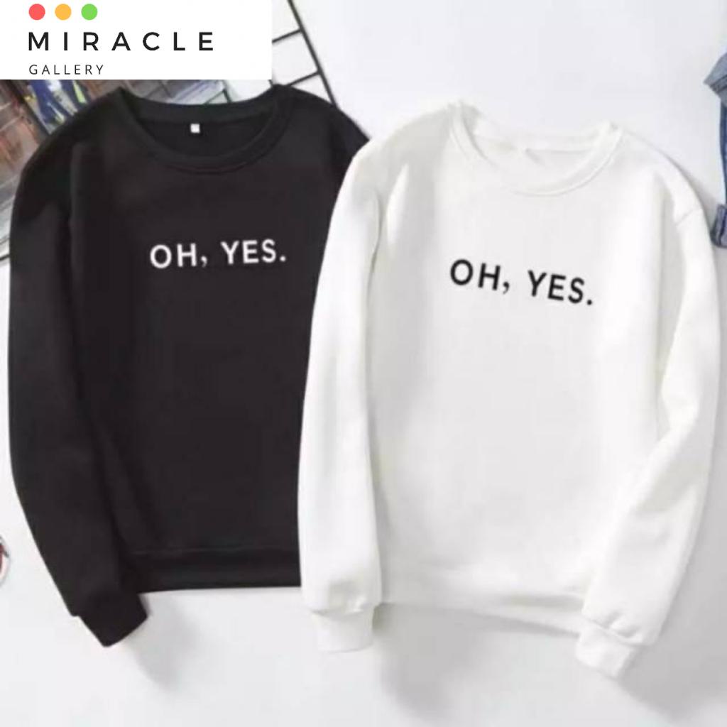 Sweater Oblong Crewneck Couple / Baju Pasangan OH YES  Bahan Fleece Premium