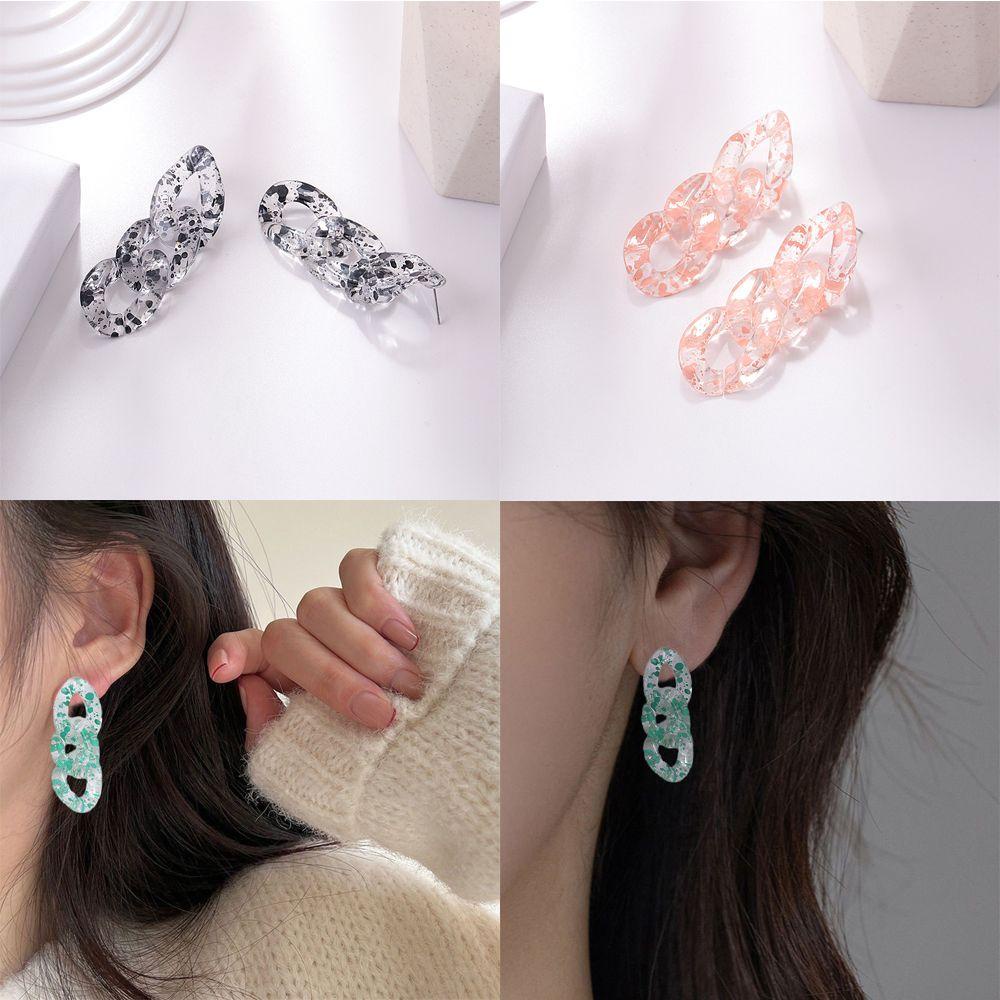 Anting LILY Drop Desain Sederhana Tren Perhiasan Gloss Jelly Rantai Warna