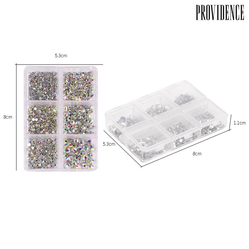 Providence 6 Grids/Box Nail Rhinestone Flat Back Multifunctional Various Shapes Mixed Size AB Nail Art Glitter Decorations for Manicure