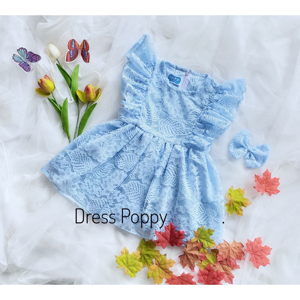 Dress Poppy/Dress Brokat Terbaru/Dress Anak Dan Dewasa Kekinian/Dress Bridesmaid/Dress Cantik Warna 