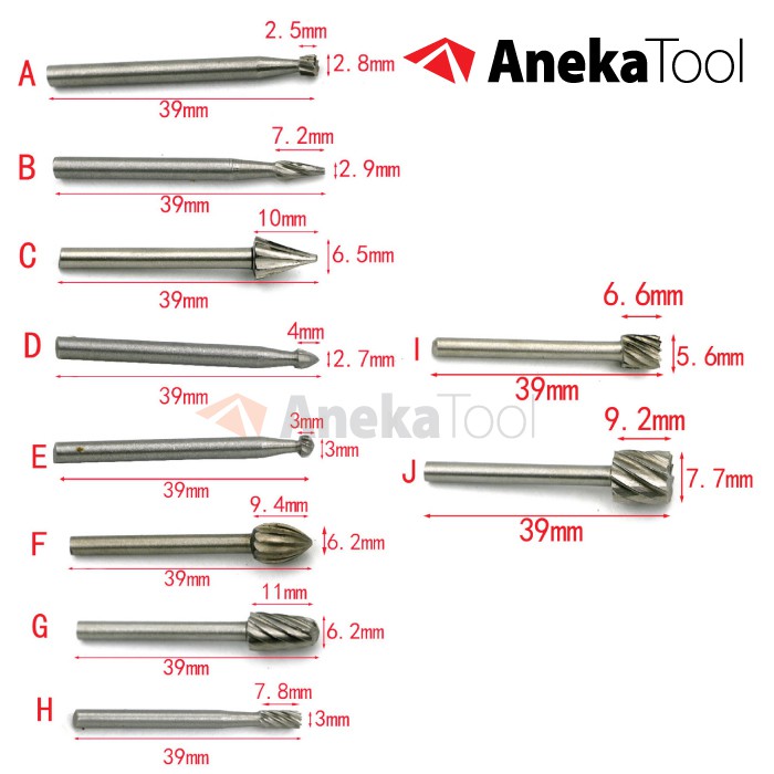 AT Mata Bor Kikir Ukir Kayu HSS Wood Milling Cutter Mini Grinder Tuner