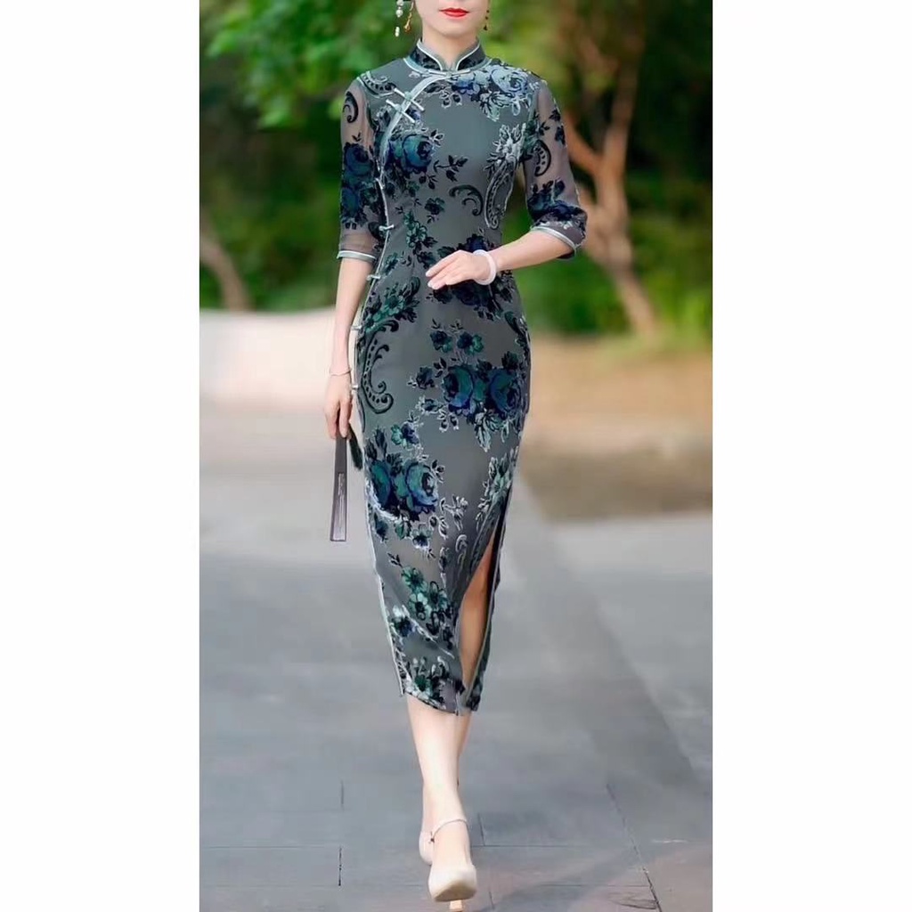 Autumn style high-end cheongsam noble temperament improvement 2022 new old Shanghai mother long styl