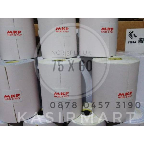 NCR 3PLY 75X60 PAPER ROLL NCR STRUK PRINTER DOTMATRIX EPSON TMU220/TM-U220 75 X 60 3PLY RANGKAP LX310 76x60 / 76x65