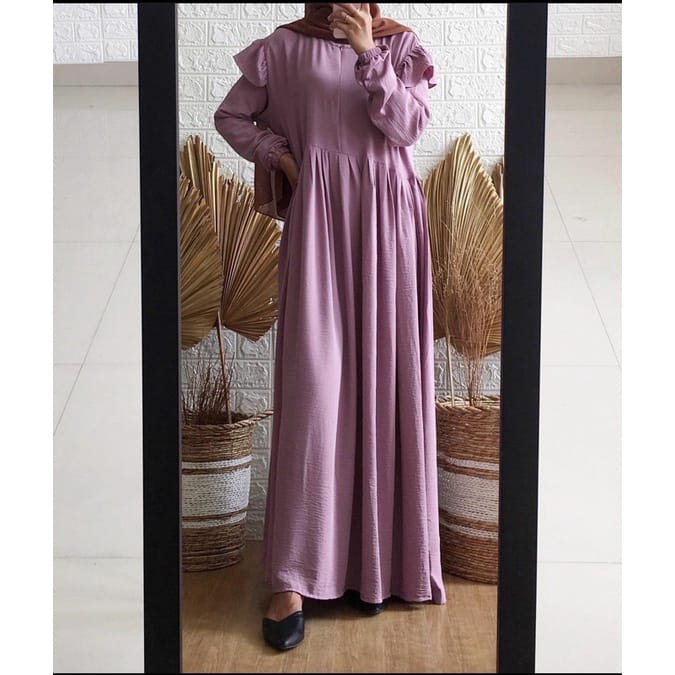 GAMIS RAYON CRINCLE AIRFLOW PREMIUM MIDI DRESS SYAR I ASDF