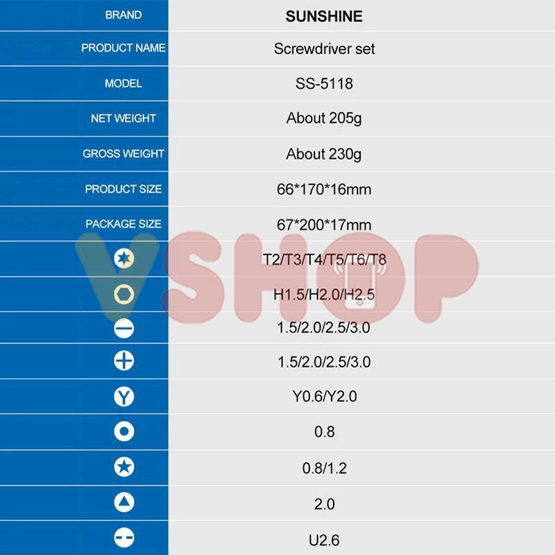 OBENG SET - MAGNETIC SCREWDRIVER SET SUNSHINE SS-5118