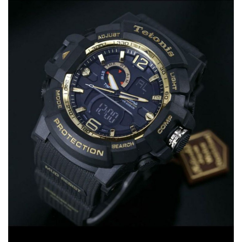 JAM TANGAN PRIA ORIGINAL TETONIS ARMY RUBBER DOUBLE TIME - DIAMETER 4,8 CM