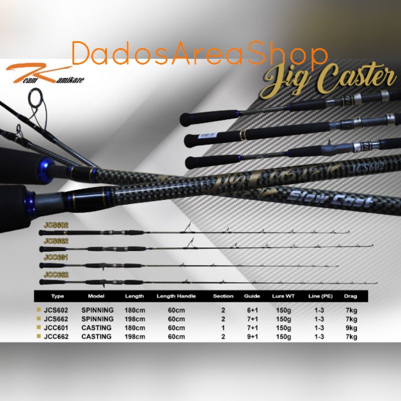 Team Kamikaze JIG CASTER Jigging Spinning & Overhead Rod PE 1-3