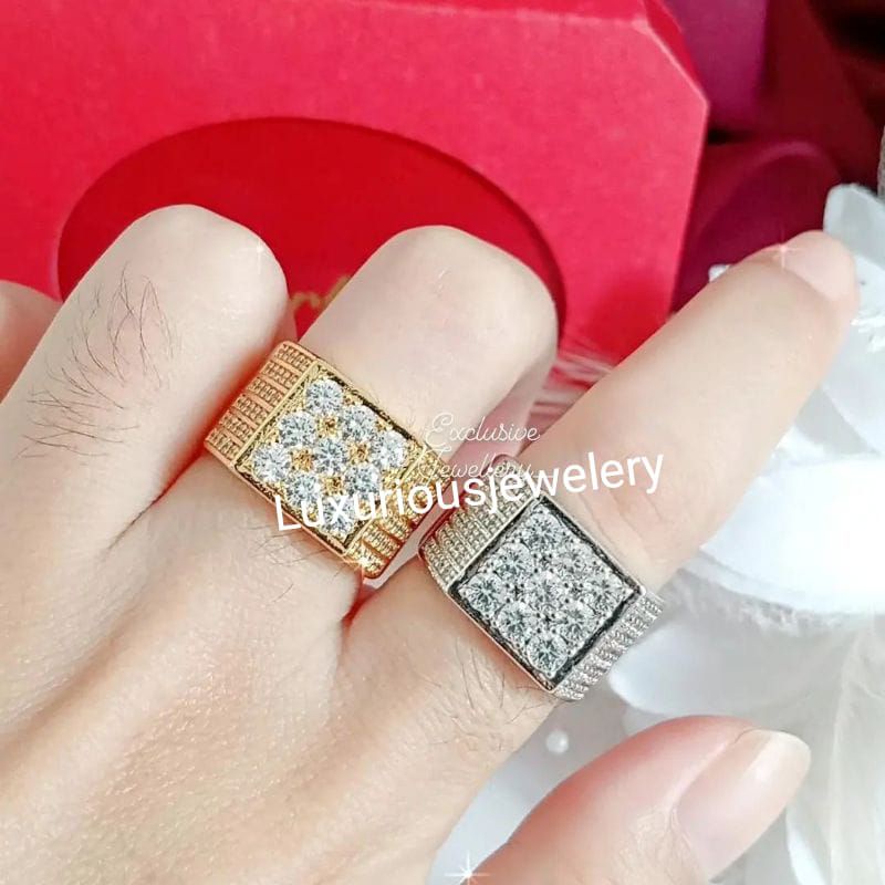 Cincin cowok Replika Berlian Eropa lapis emas