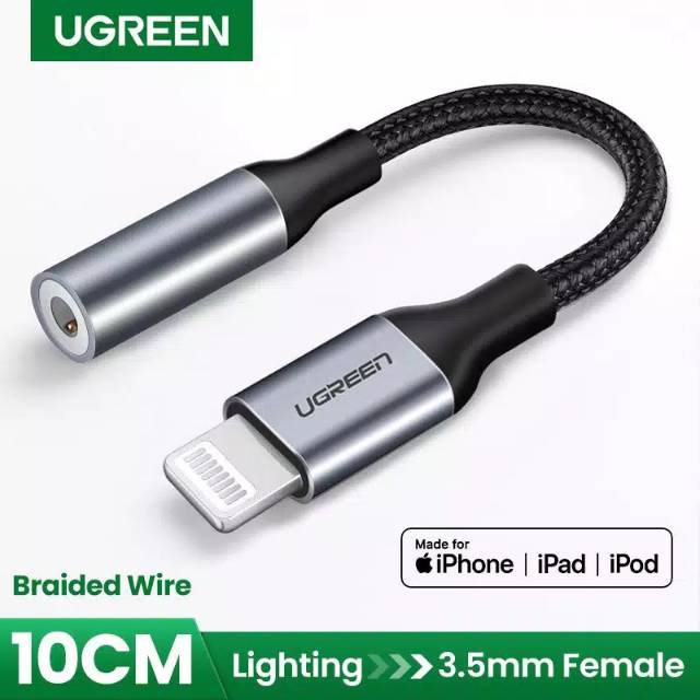 Ugreen MFI Lightning Cable to Jack AUX 3.5mm Untuk iPhone 7 8 Plus XR XS Max SE 11 12 13 Pro Max  Original