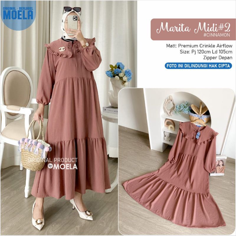 Marita Midi Isaco Midi Dress Premium Crinkle AirFlow Moela