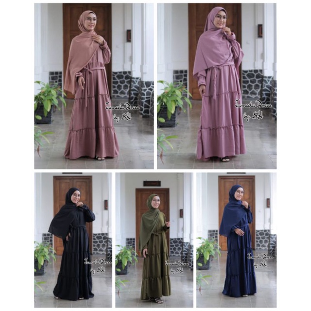 TERLARIS DRESS JAMELA GAMIS WOLYCREPE ZIZEZA ORI SADA HIJAB SIZE S-XL