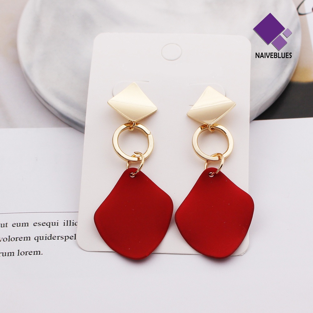 2 Pasang Anting Stud Bentuk Persegi Geometris Untuk Wanita