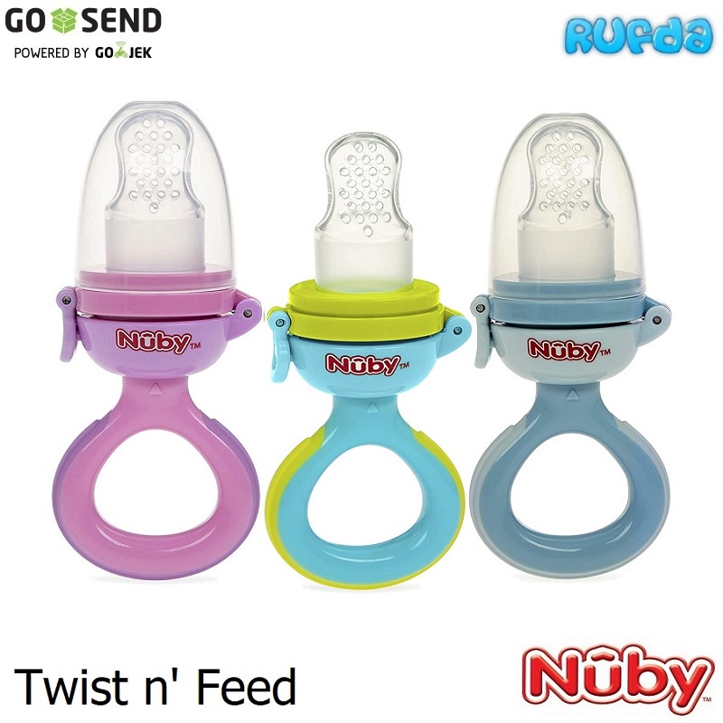 Nuby Twist N Feed Alat Makan Jaring untuk Bayi Silicone Mesh Feeder