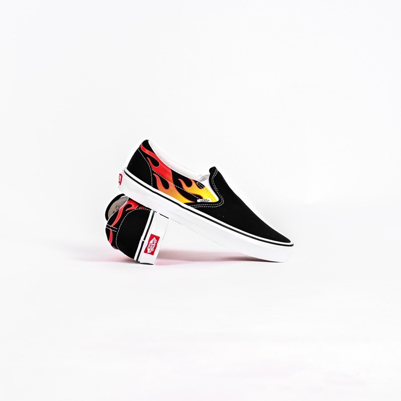 Vans Slip On Flame Black White Original