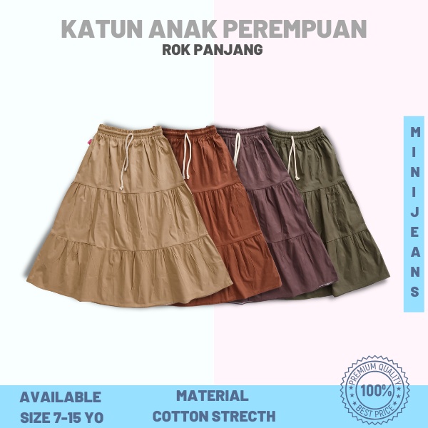 Rok Anak Perempuan Panjang Rok Katun Stretch Anak Tanggung Fashion Anak Perempuan MiniJeans 4345