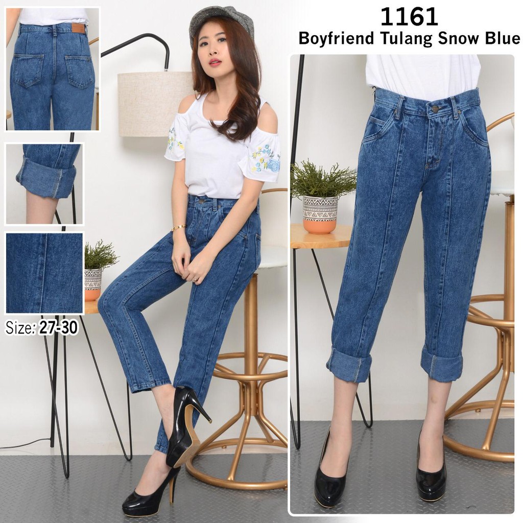 Celana Jeans Wanita Boysfriend Tulang 27 28 29 30 Bisa Bayar Ditempat(COD)