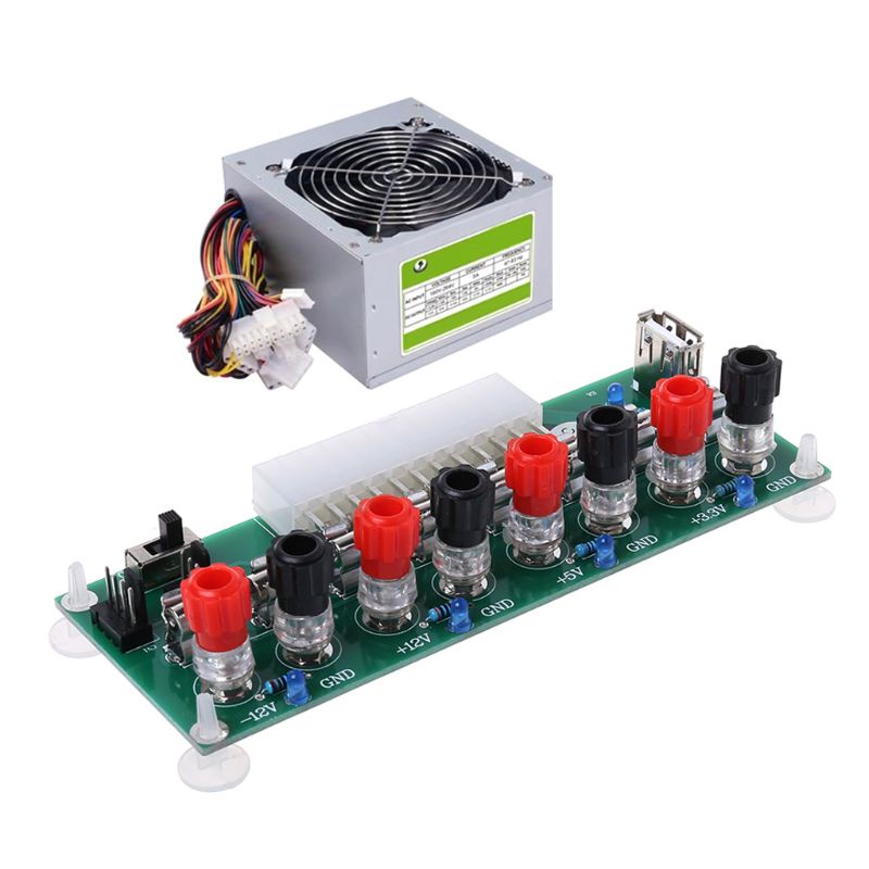 Bt Sirkuit Listrik 24Pins atx Benchtop Komputer Power Supply 24pin atx Breakout Board Module Dengan USB 5V