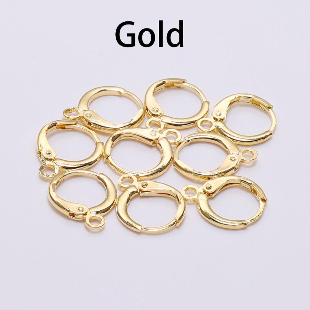 20 Pcs / Lot Kait Anting Hoops Ukuran 14x12mm Warna Emas Perak Untuk Membuat Perhiasan