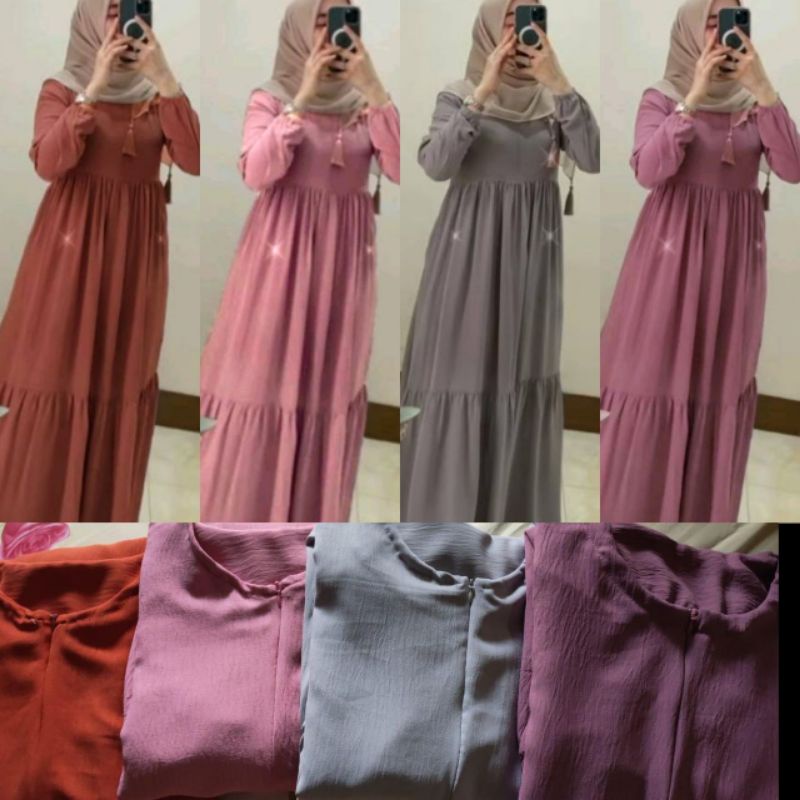 TERBARU GAMIS POLOS RAYON SUSUN/GAMIS  WANITA BUSUI RESLETING DEPAN