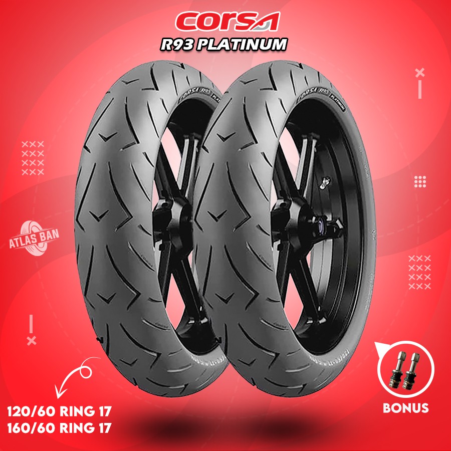 Sepasang Ban Tubles Motor Batangan CORSA R93 120/60 - 160/60 Ring 17 Tubles