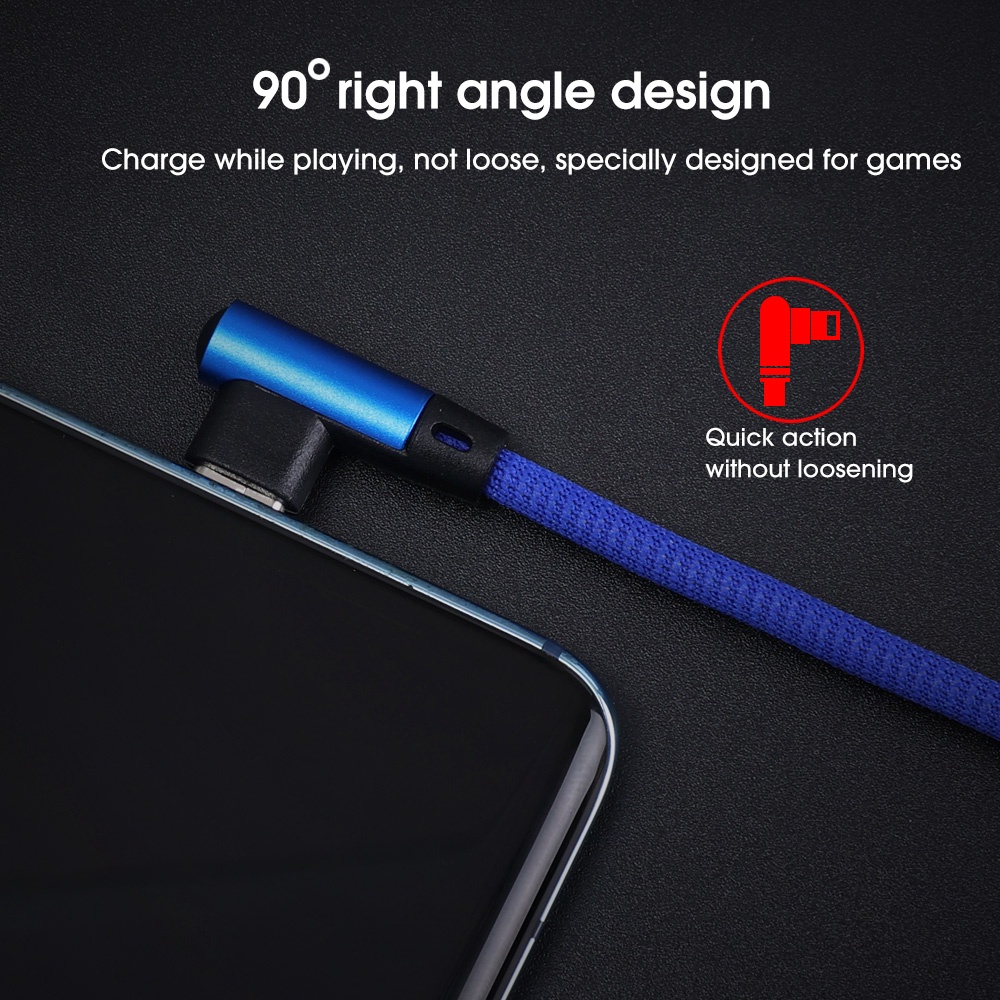 6a 90 Degree Kabel Data / Charger USB Tipe C Siku Fast Charging Untuk Samsung / Xiaomi / Huawei / VIVO / OPPO