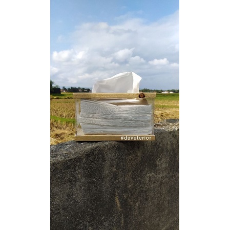 Wooden Akrilik Tissue Box Tempat Tisu Kayu Jati Belanda