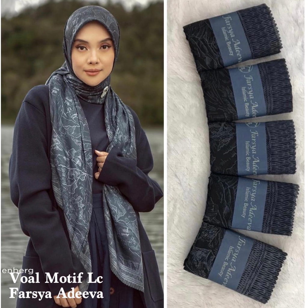 Kerudung Segiempat Deenay Lasercut Hijab Segi Empat Motif Denay Adeeva Jilbab Motif Rumah Hija'b-FUJI BLACK