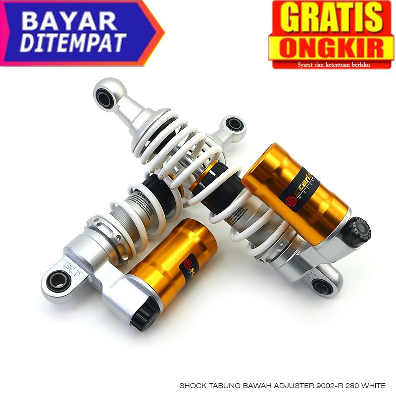 Shock Tabung Bawah Adjuster 9002 R Uk 280 mm White monoshock , shock tabung , shock belakang , shock