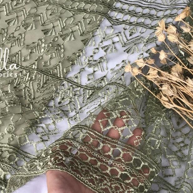 ☚ 1/2 meter Kain Kebaya Brokat Tile Prancis Luxury ➦