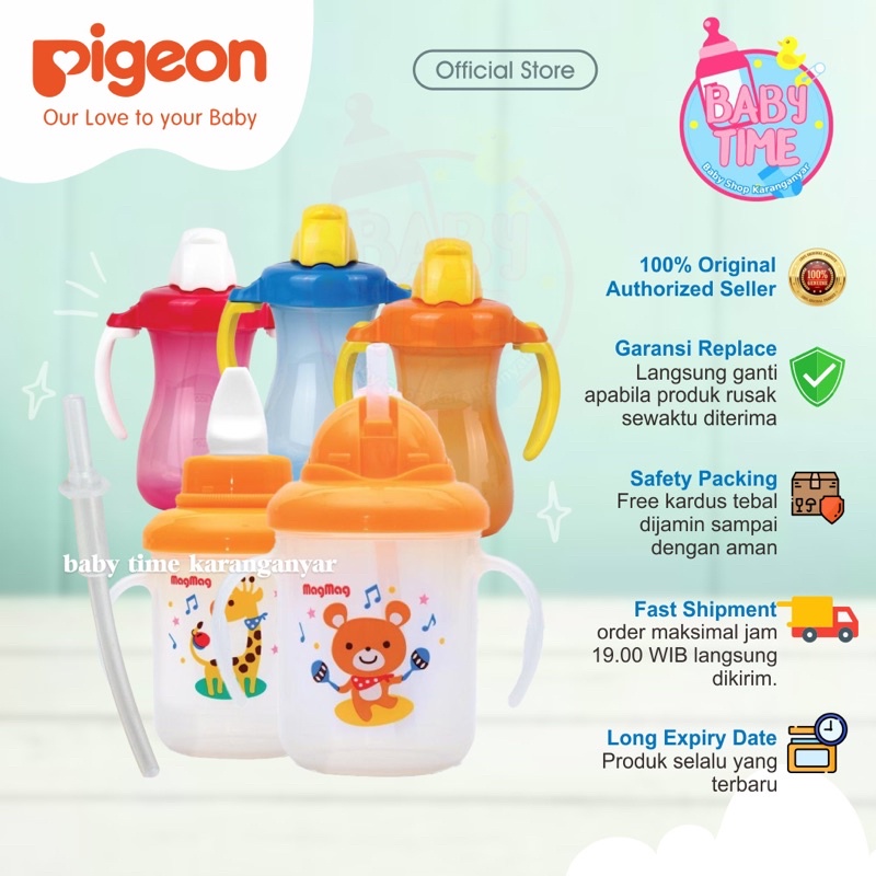 BOTOL SEDOTAN ANAK PIGEON MAG MAG STEP 3 DAN STEP 1 TRAINING STRAW 180 ML