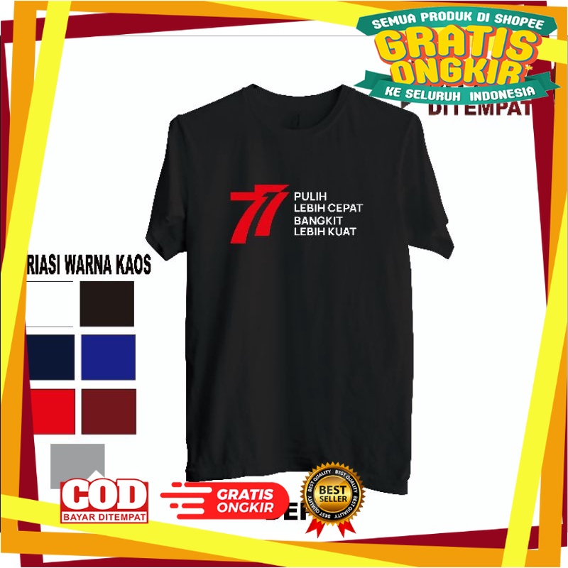 Kaos Keren Indonesia hebat / Kaos Panitia 17 Agustus 2022 / 77 merah tulisan putih / kaos Indonesia 