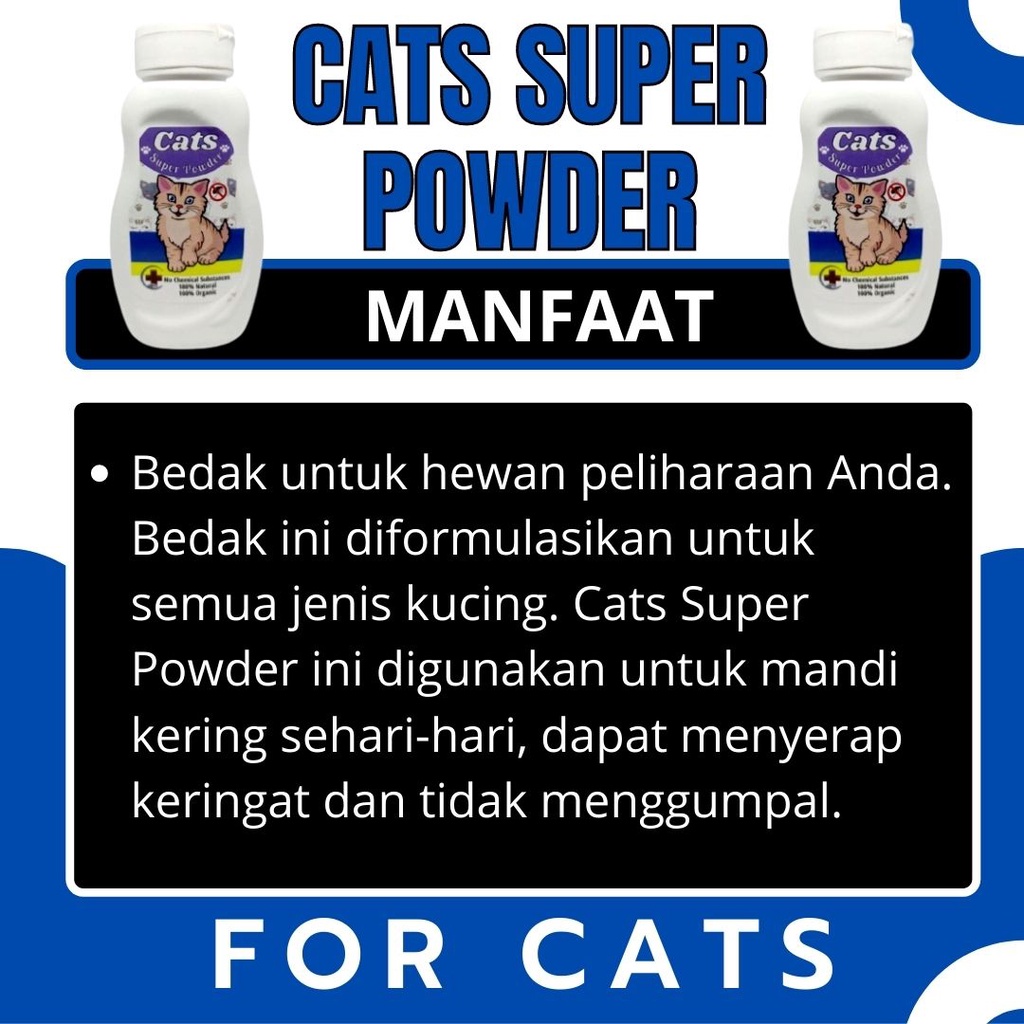 Bedak Wangi Anti Jamur Kucing Super Powder Tanpa Dibilas Mencegah Bulu Menggumpal Cocok Untuk Semua Jenis Kucing Bergaransi FEZONE