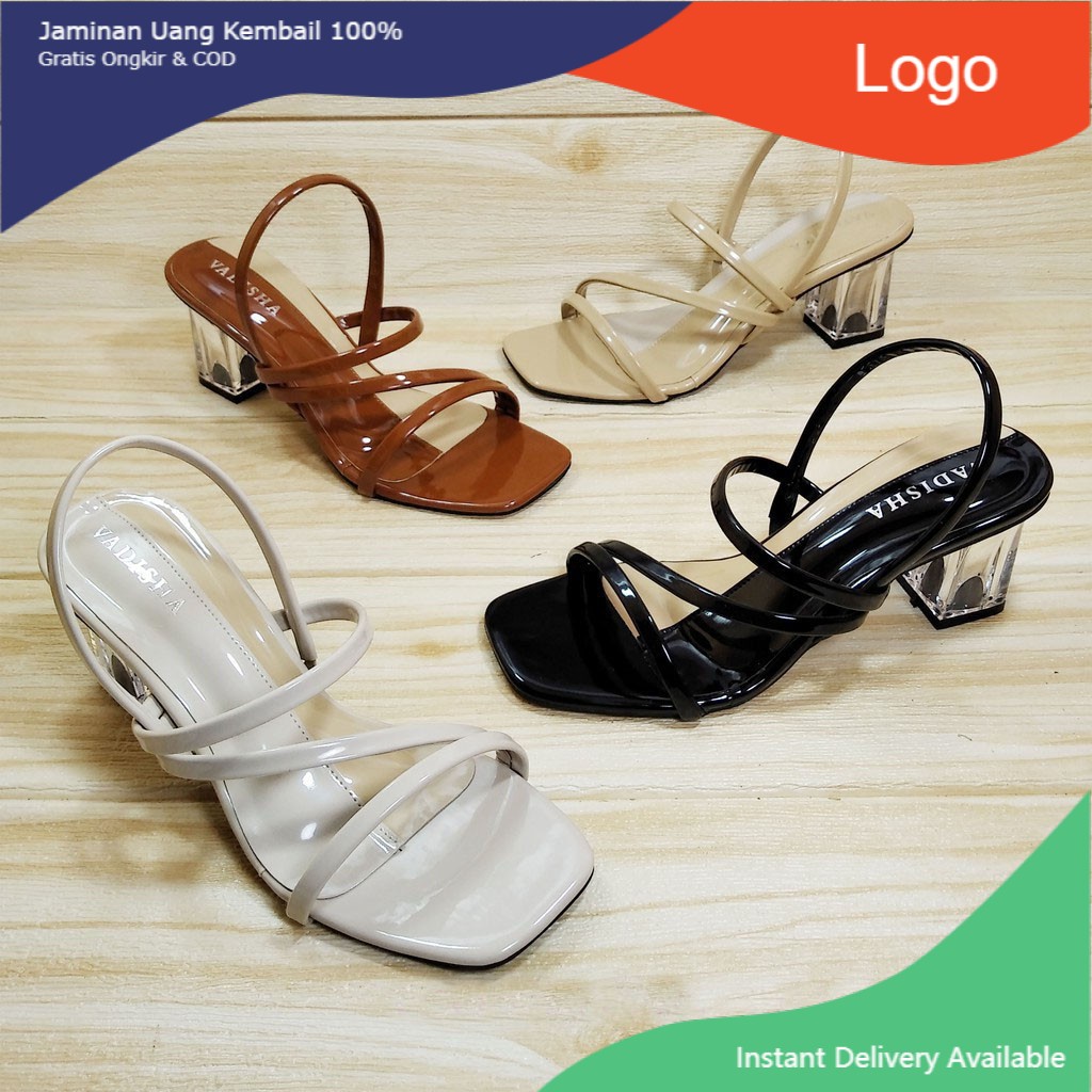 (BISA BAYAR DITEMPAT) HEELS Wanita Hak Kaca Queensha