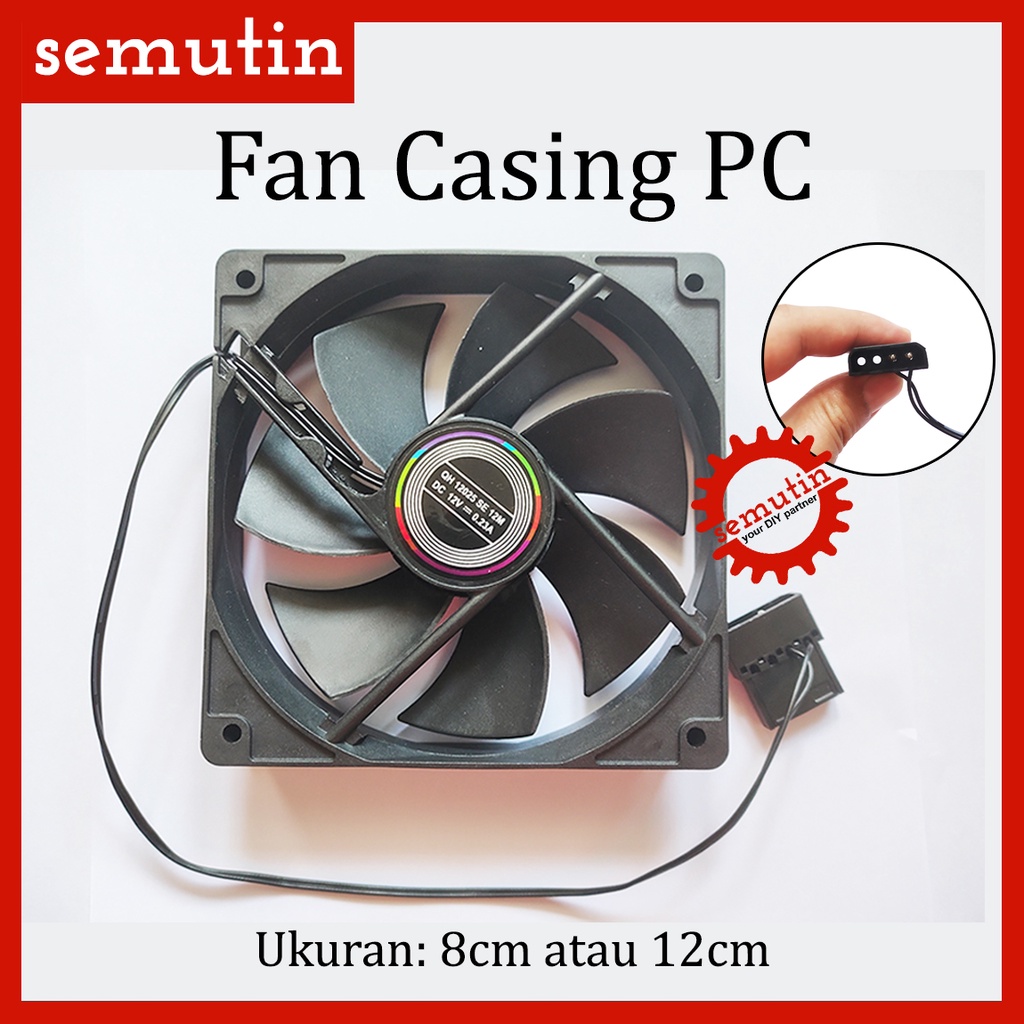 Jual Fan Casing PC 8cm 12cm Hitam / Kipas Case CPU Cooler Standart ...