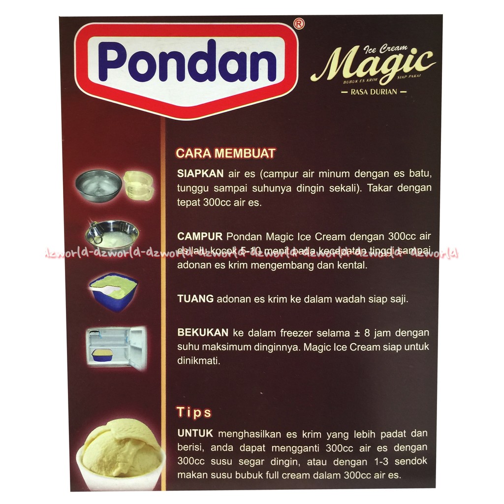 Pondan Ice Cream Magic 160g Cokelat Choco Chips Vanilla Strawberry Kisimis Moka Tepung membuat Eskrim