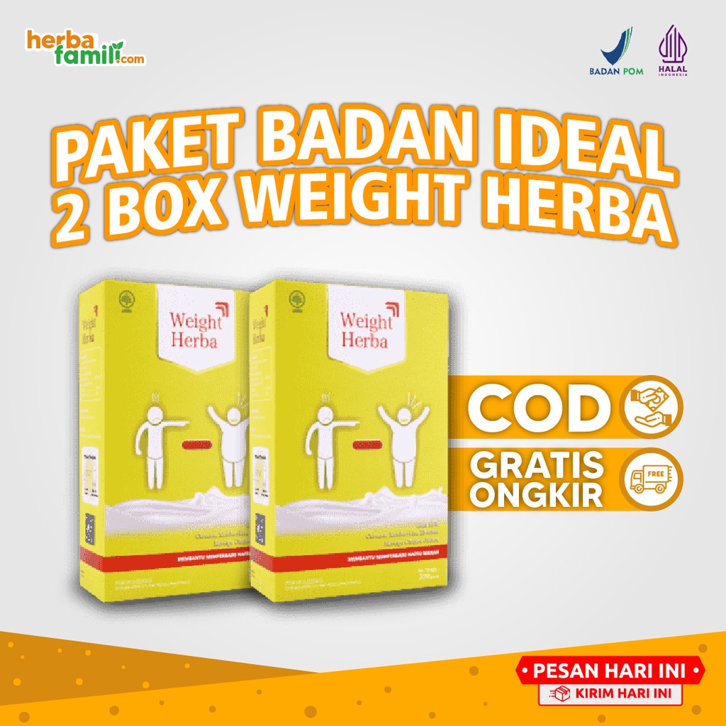 

Weight Herba Original Paket 2 Box - Penambah Nafsu Makan dan Berat Badan Secara Aman Alami Tanpa Olah Raga Rendah Gula