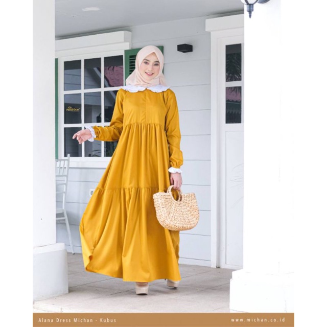Alana basic Dress by Michan, gamis polos, gamis toyobo
