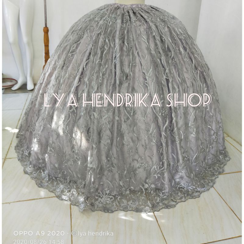 Rok pengantin tile spider mutiara lebar