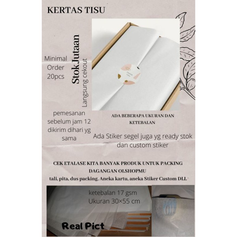  KERTAS  TISU KERTAS  BAJU KERTAS PACKING  PRODUK JUALAN 30x55 