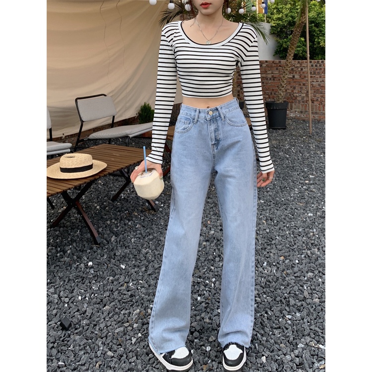 Jens Wanita /Wanita Korea Style Retro Jeans Loose Celana High Waist